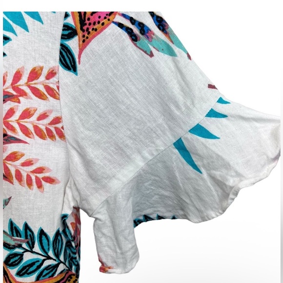 Van Heusen Women's Floral Blouse - Orange, Teal, Black on White - Picture 12 of 12